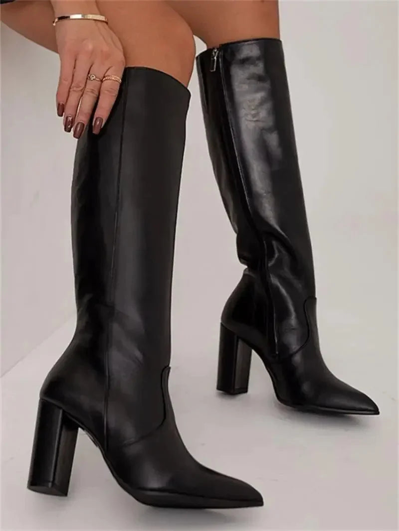 Maud | Dames Elegante Hoge Laarzen Met Blokhak