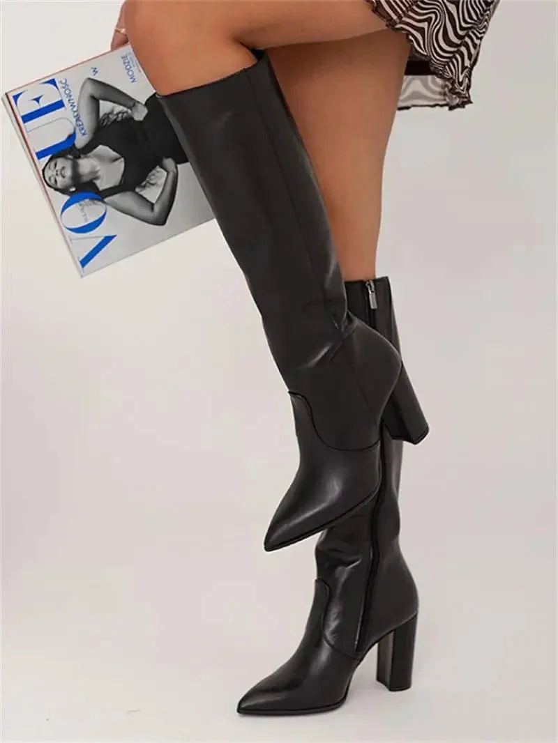 Maud | Dames Elegante Hoge Laarzen Met Blokhak