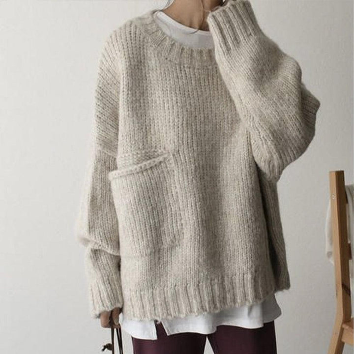 Petra | Dames Oversized Gebreide Trui Met Zijzak