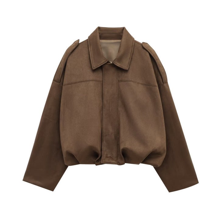Rosalind | Dames Oversized Suède Bomberjack Met Ritssluiting