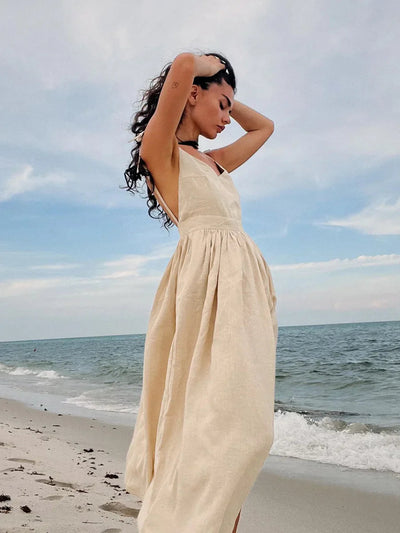 Dames Asymmetrische Maxi Jurk Met Strikbandjes