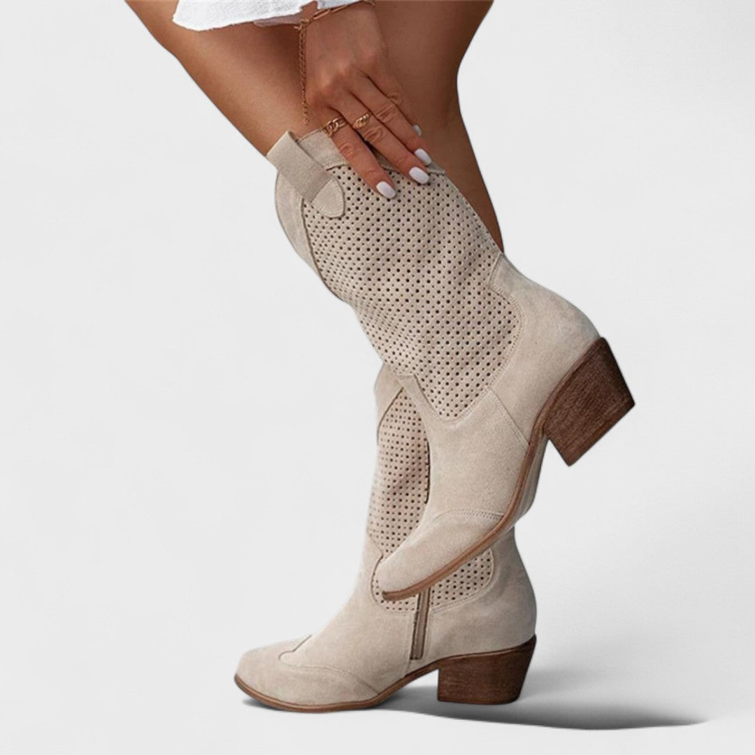 Zoë | Dames Ademende Cowboylaarzen Met Perforaties