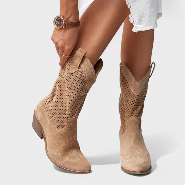 Zoë | Dames Ademende Cowboylaarzen Met Perforaties