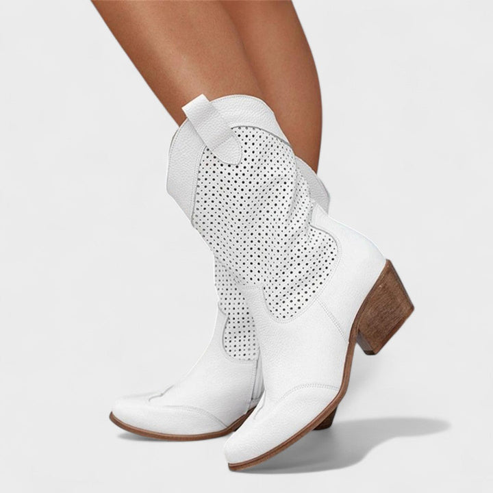 Zoë | Dames Ademende Cowboylaarzen Met Perforaties
