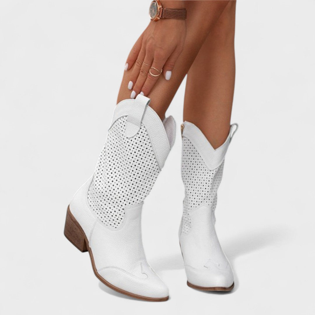 Zoë | Dames Ademende Cowboylaarzen Met Perforaties