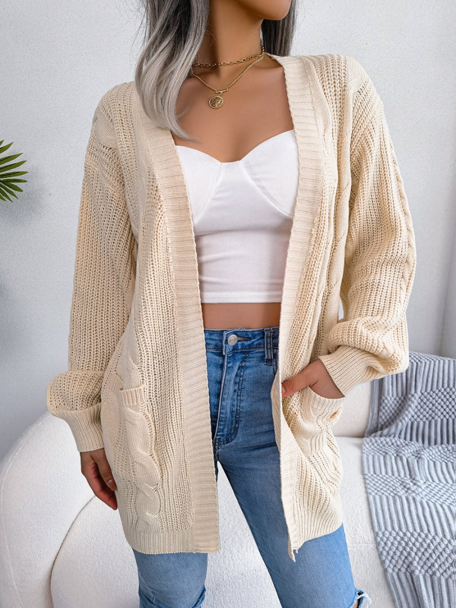 Zoë | Dames Oversized Gebreid Vest Met Zakken En Open Voorkant