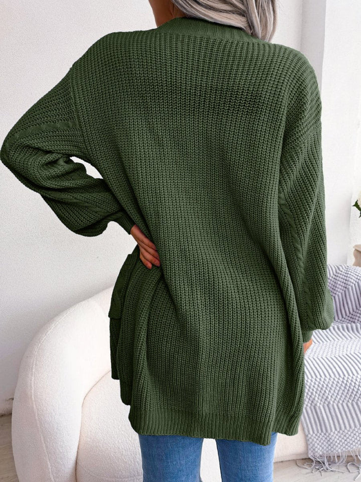 Zoë | Dames Oversized Gebreid Vest Met Zakken En Open Voorkant
