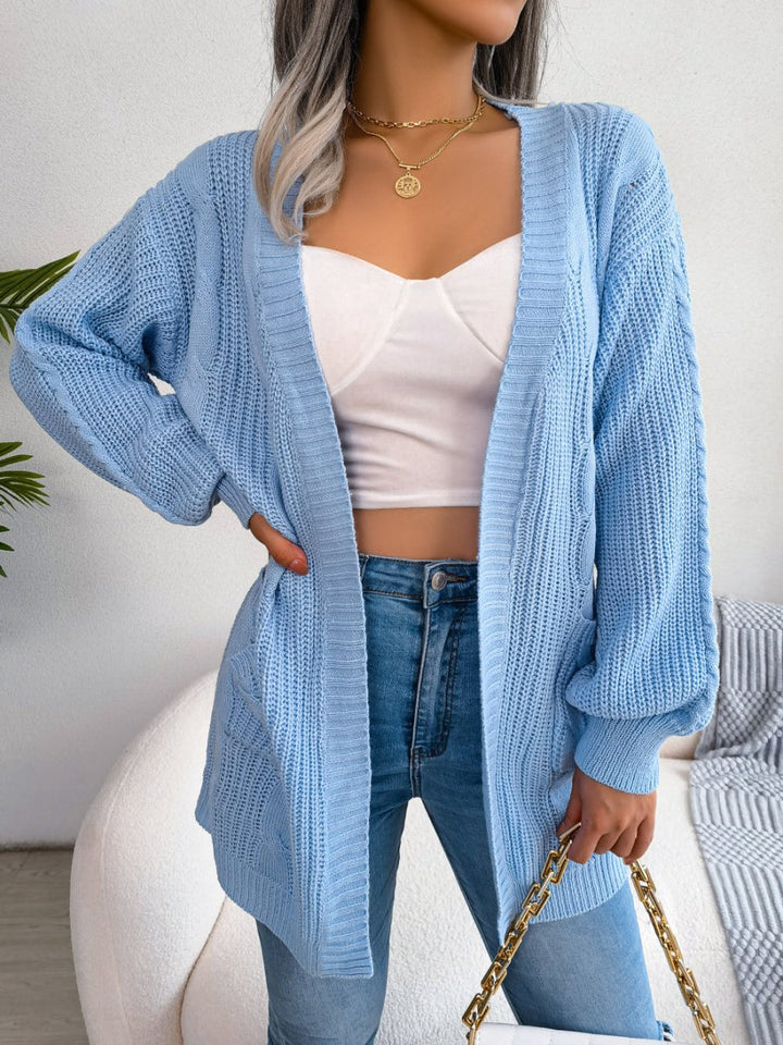 Zoë | Dames Oversized Gebreid Vest Met Zakken En Open Voorkant